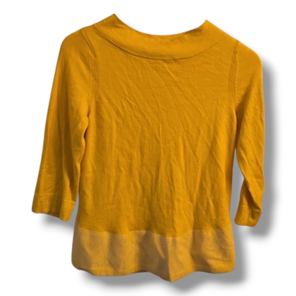 Angel of the North Yellow Cotton Cashmere Wool Blend Top - Picture 2 of 8